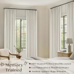 Pinch Pleated Linen Blackout Curtains 96 Inches Long for Living Room 2 Panel Set Cream Ivory 100% Black Out Pinch Pleat Hooks Rings Back Tab 96 Inch Curtain 2 Layer Drapes with Liner Bedroom Window