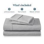 Bare Home Queen Sheet Set - Luxury 1800 Ultra-Soft Microfiber Double Brushed - Deep Pockets - Easy Fit - 4 Piece Set - Bedding Sheets & Pillowcases (Queen, Heathered Charcoal)