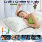 DGPEAR Memory Foam Pillows, Cooling Pillows Queen Size Set of 2 Adjustable Firm Bamboo Bed Pillows for Hot, Side, Back and Stomach Sleepers