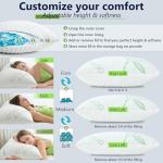 DGPEAR Memory Foam Pillows, Cooling Pillows Queen Size Set of 2 Adjustable Firm Bamboo Bed Pillows for Hot, Side, Back and Stomach Sleepers