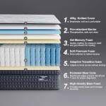 Suiforlun 14 Inch Queen Mattress, Gel Memory Foam Hybrid Mattress - Pocket Springs with Zoned Lumbar Support & Reinforced Edge, Medium Plush, Cooling & Pressure Relief, Fiberglassfree