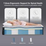 Suiforlun 14 Inch Queen Mattress, Gel Memory Foam Hybrid Mattress - Pocket Springs with Zoned Lumbar Support & Reinforced Edge, Medium Plush, Cooling & Pressure Relief, Fiberglassfree