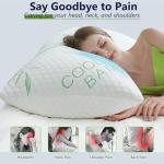 DGPEAR Memory Foam Pillows, Cooling Pillows Queen Size Set of 2 Adjustable Firm Bamboo Bed Pillows for Hot, Side, Back and Stomach Sleepers