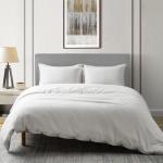 DAPU Linen Duvet Cover Set - French Linen Cotton Blend Natural Flax Soft Breathable Bedding 3 Pcs Set - 1 Duvet Cover 2 Pillowcases (Off-White/Cotton Linen, King)