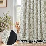 jinchan Floral Blackout Curtains for Bedroom Living Room 84 Inches Length Farmhouse Curtains Room Darkening Vintage Drapes Traditional Rod Pocket Window Treatment 2 Panels Set Sage Green on Beige