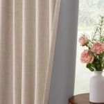 INOVADAY 100% Blackout Curtains for Bedroom, Black Out Curtains 84 Inch Long, Clip Rings Linen Blackout Drapes, Thermal Insulated Room Darkening for Living Room, 2 Panels - Oatmeal,W50xL84