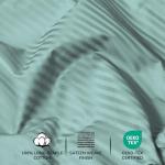 Feather & Stitch 500 TC Queen Size Damask Bed Sheet Set, 100% Cotton Soft Breathable Bedsheets 4 Piece 18" Deep Pockets Sateen Weave Striped Bedding Mattress Resort Hotel Luxury (Granite Green)