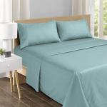 Feather & Stitch 500 TC Queen Size Damask Bed Sheet Set, 100% Cotton Soft Breathable Bedsheets 4 Piece 18" Deep Pockets Sateen Weave Striped Bedding Mattress Resort Hotel Luxury (Granite Green)