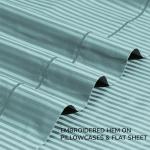 Feather & Stitch 500 TC Queen Size Damask Bed Sheet Set, 100% Cotton Soft Breathable Bedsheets 4 Piece 18" Deep Pockets Sateen Weave Striped Bedding Mattress Resort Hotel Luxury (Granite Green)