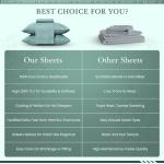 Feather & Stitch 500 TC Queen Size Damask Bed Sheet Set, 100% Cotton Soft Breathable Bedsheets 4 Piece 18" Deep Pockets Sateen Weave Striped Bedding Mattress Resort Hotel Luxury (Granite Green)