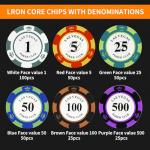 AIBETOMG Poker Chips with Numbers,300Pcs Clay Poker Chips Set with Aluminum Travel Case,14 Gram Casino Poker Set for Texas Holdem, Blackjack