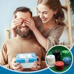 100PCS 1.48 Inch Poker Chips Set with Storage Box Casino Chips for Game Tokens Deep Night Poker Games Counting Sticks Party and Math Learning Classroom Teaching (5 Colors- White,Red,Green,Blue,Black)