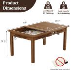 NDOHCUO Board Game Table with Removable Top, 63" Dining/Gaming Table for 4-6 Players with 53in x 31.5in Play Area, Includes 6 Cup Holders & Trays, Rustic Brown (Game Mat Not Included)