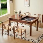 OQSC 2-in-1 Board Game Table with Removable Top, Dining & Gmaing Table for 4~6 Players with Non-Slip Play Mat, Rotating Cup Holders, Solid Wood Legs for Poker, Puzzle, Board Game， Rustic Brown