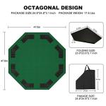 48 Inch Foldable Poker Table Top for 8 Players, Octagon Poker Table Topper with Chips Tray & Cup Holders, Professional Texas Hold’em Poker Table Mat with Carrying Bag for Card Casino Games (Green)