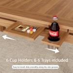 NDOHCUO Board Game Table with Removable Top, 63" Dining/Gaming Table for 4-6 Players with 53in x 31.5in Play Area, Includes 6 Cup Holders & Trays, Rustic Brown (Game Mat Not Included)