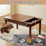 OQSC 2-in-1 Board Game Table with Removable Top, Dining & Gmaing Table for 4~6 Players with Non-Slip Play Mat, Rotating Cup Holders, Solid Wood Legs for Poker, Puzzle, Board Game， Rustic Brown