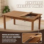 NDOHCUO Board Game Table with Removable Top, 63" Dining/Gaming Table for 4-6 Players with 53in x 31.5in Play Area, Includes 6 Cup Holders & Trays, Rustic Brown (Game Mat Not Included)