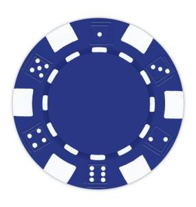 DA VINCI 100 Clay Composite Dice Striped 11.5 gram Poker Chips, Blank Blue Chips for Direct UV Print or Hot Stamping (Blue)
