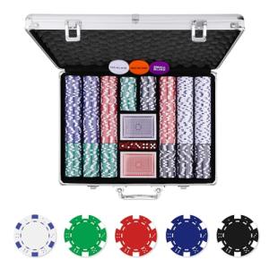 Homwom Poker Chip Set - 500PCS Poker Chips with Aluminum Case, 11.5 Gram Chips for Texas Holdem Blackjack(500pcs)