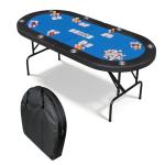 Garvee 8 Player Oval Poker Table Foldable, 72" Poker Game Tables with Storage Bag, Collapsible Legs, Padded Rails & Cup Holders, Portable Folding Game Table for Texas Holdem and Blackjack, Blue