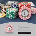 125pcs Clay Poker Chips Denominations 13.5 Gram Blacakjack Casino Chips Numbered Bulk Iron Clay Composite Poker Chip Set Casino Games Gambing Poker Texas Hold'em Black jack,Card Club Late Night