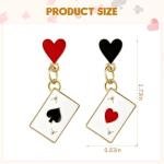 Clofiak 1Pair Queen of Hearts Earrings, Asymmetric Red Heart Queen Poker Earring, Poker Clock Dangle Earrings, Red Tassel Earrings, Costume Accessories for Women