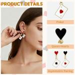 Clofiak 1Pair Queen of Hearts Earrings, Asymmetric Red Heart Queen Poker Earring, Poker Clock Dangle Earrings, Red Tassel Earrings, Costume Accessories for Women
