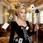 Clofiak 1Pair Queen of Hearts Earrings, Asymmetric Red Heart Queen Poker Earring, Poker Clock Dangle Earrings, Red Tassel Earrings, Costume Accessories for Women