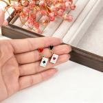 Clofiak 1Pair Queen of Hearts Earrings, Asymmetric Red Heart Queen Poker Earring, Poker Clock Dangle Earrings, Red Tassel Earrings, Costume Accessories for Women