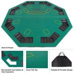 Folding Poker Table Top – 48-Inch Solid Wood Topper – Space for 8 Players – Blackjack Table with Built-In Cupholders and Chip Trays by Trademark Poker