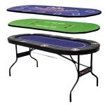 8 Player Poker Table with 2 Interchangeable Game mats, Texas Holdem Poker and Blackjack, Collapsible Casino Table with Padded Rails and XXL Cup Holders for Wine and Whiskey Glasses, (71 in)