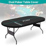 Gasadar Oval Poker Table Dust Cover with Elastic Band Hem and Buckle Fit Portable Poker & Game Table 96" L x 44" W Black