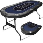 Hyner 8 Player Foldable Poker Table for Adults - Professional Casino Design w/Padded Rail & Deep Cup Holders | Heavy-Duty Steel Frame | Portable for Home Games, Parties & Poker Nights, 71 Inch