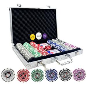 AIBETOMG Poker Chips with Numbers,300Pcs Poker Chips Set with Aluminum Travel Case,11 Gram Casino Poker Set for Texas Holdem, Blackjack