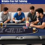 Hyner 8 Player Foldable Poker Table for Adults - Professional Casino Design w/Padded Rail & Deep Cup Holders | Heavy-Duty Steel Frame | Portable for Home Games, Parties & Poker Nights, 71 Inch