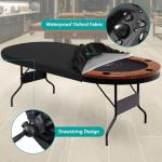 Gasadar Oval Poker Table Dust Cover with Elastic Band Hem and Buckle Fit Portable Poker & Game Table 96" L x 44" W Black