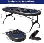Hyner 8 Player Foldable Poker Table for Adults - Professional Casino Design w/Padded Rail & Deep Cup Holders | Heavy-Duty Steel Frame | Portable for Home Games, Parties & Poker Nights, 71 Inch