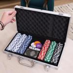 Sunny Days Entertainment Elbow Room Games 300 Piece Poker Set, Includes Colored Chips, Dice, Dealer and Blind Chips, Deck of Cards in a Carrying Case