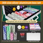 AIBETOMG Poker Chips with Numbers,300Pcs Poker Chips Set with Aluminum Travel Case,11 Gram Casino Poker Set for Texas Holdem, Blackjack