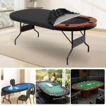 Gasadar Oval Poker Table Dust Cover with Elastic Band Hem and Buckle Fit Portable Poker & Game Table 96" L x 44" W Black