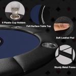 Hyner 8 Player Foldable Poker Table for Adults - Professional Casino Design w/Padded Rail & Deep Cup Holders | Heavy-Duty Steel Frame | Portable for Home Games, Parties & Poker Nights, 71 Inch