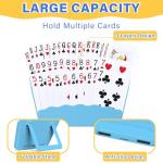 RESOVO Playing Cards Holders Stands Decks w/Foldable Tabletop Stand, 3 Layers Design for Poker UNO Cards, Playing Card Accessories, Set of 2 (1 Blue + 1 Yellow)