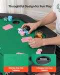 VEVOR Foldable Poker Table, 8 Player 48 in Folding Casino Leisure Table with Padded Rails & Cup Holders, Octagonal Portable Game Tables with Felt & Metal Legs, for Texas Hold'em Game and Blackjack