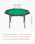 VEVOR Foldable Poker Table, 8 Player 48 in Folding Casino Leisure Table with Padded Rails & Cup Holders, Octagonal Portable Game Tables with Felt & Metal Legs, for Texas Hold'em Game and Blackjack