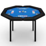 GarveeHome 48" Poker Table Foldable, 8-Player Casino Table with Padded Rails, Stainless Steel Cup Holders ＆ Folding Metal Legs, Octagon Poker Card Board Game Table for Family Game Casino, Blue