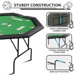 PeacefulHues 8-Player Octagon Poker Table with Foldable Legs & Cup Holders, Professional Texas Hold'em, Blackjack Casino Game Table for Home, Parties & Card Nights