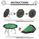 PeacefulHues 8-Player Octagon Poker Table with Foldable Legs & Cup Holders, Professional Texas Hold'em, Blackjack Casino Game Table for Home, Parties & Card Nights