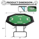 PeacefulHues 8-Player Octagon Poker Table with Foldable Legs & Cup Holders, Professional Texas Hold'em, Blackjack Casino Game Table for Home, Parties & Card Nights