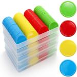 Pumtus 640 Pcs Plastic Poker Chips, 4 Colors Bingo Chips with Storage Box, 1.5 Inch Card Game Tokens, Counter Disk Counting Markers for Math Practice, Opaque Reward Coin for Teaching, Parties, Casino